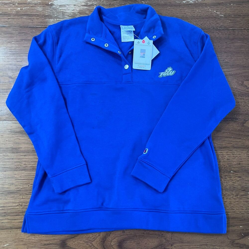 Champion FGCU Eagles Royal Blue Snap Pullover Sweatshirt - Size Medium